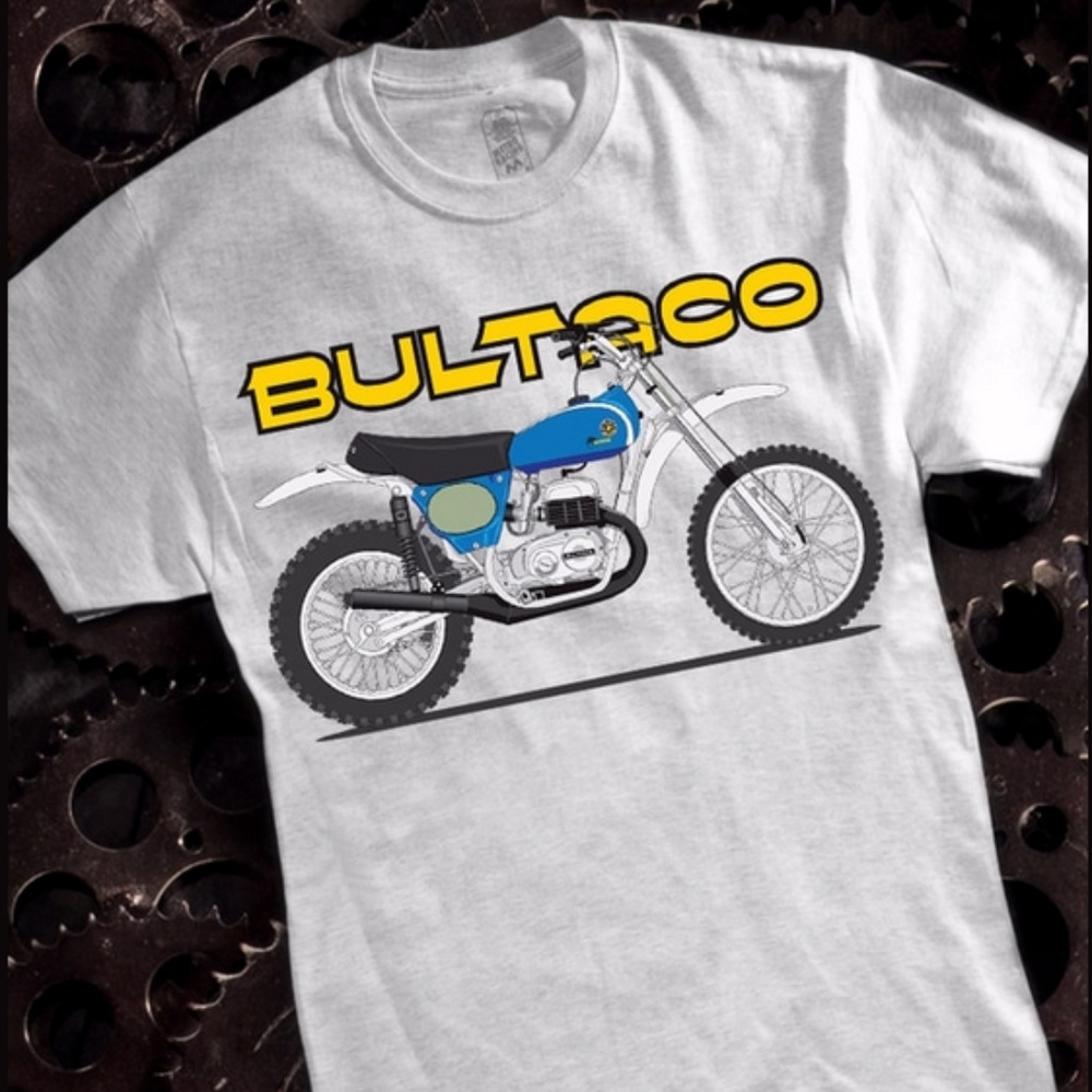 Bultaco Vintage Pursang Gray Short Sleeve T-Shirt Metro Racing - NEW Fast Ship